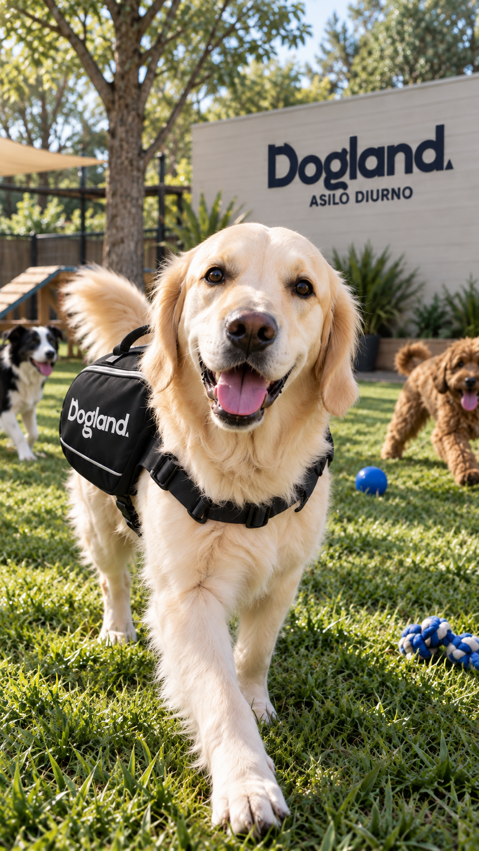 Cani che giocano insieme nell'area diurna dell'asilo Dogland